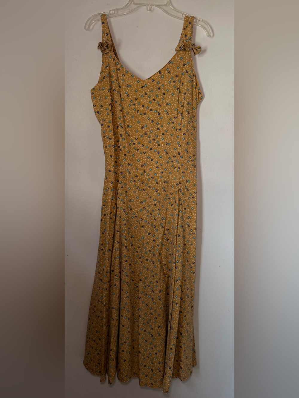 Vintage Yellow Floral Midi Dress